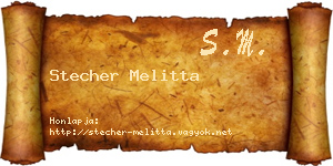 Stecher Melitta névjegykártya